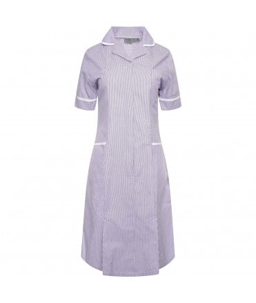 Ladies REGULAR SIZE Striped Dress with Round Collar