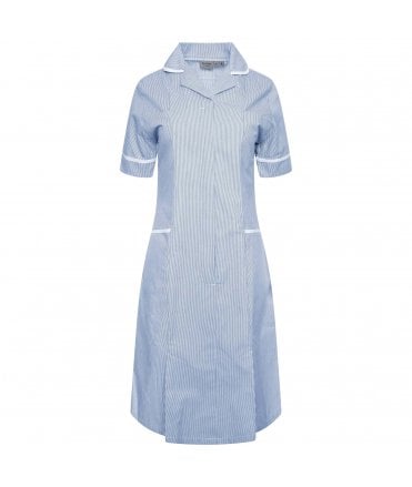 Ladies SHORT SIZE Striped Dress with Round Collar