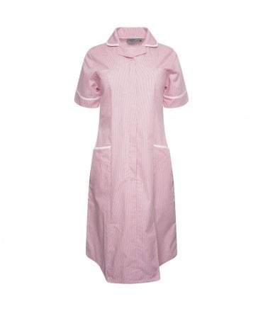 Ladies SHORT SIZE Striped Dress with Round Collar