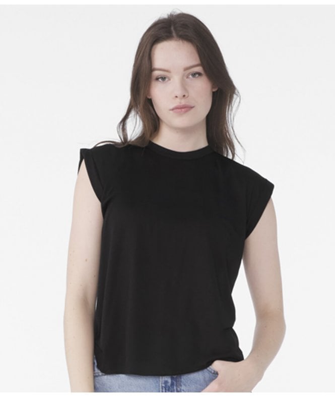 Bella  Ladies Flowy Rolled Cuff Muscle T-Shirt