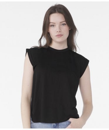Bella Ladies Flowy Rolled Cuff Muscle T-Shirt