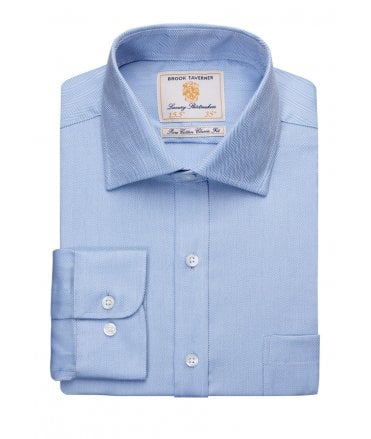 Brook Taverner Altare Single Cuff Shirt Cotton Herringbone