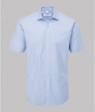Disley Craigavon Oxford Short Sleeve Shirt With Semi Cutaway Collar