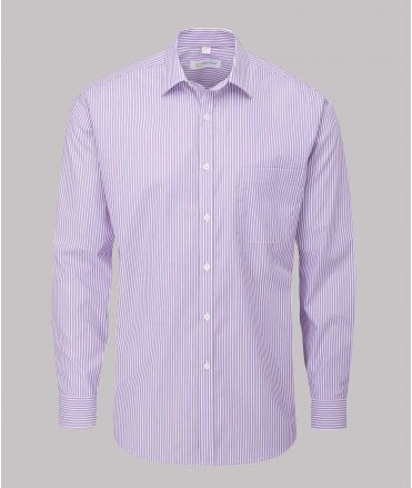 Disley Eskra Lilac And White Stripe Long Sleeve Shirt
