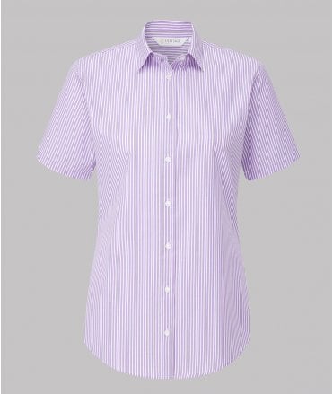 Disley Iona Lilac And White Stripe Short Sleeve Blouse