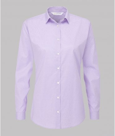 Disley Kiera Lilac And White Houndstooth Check Long Sleeve Blouse