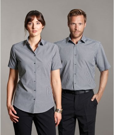 Disley Lurgan Black And White Gingham Short Sleeve Shirt