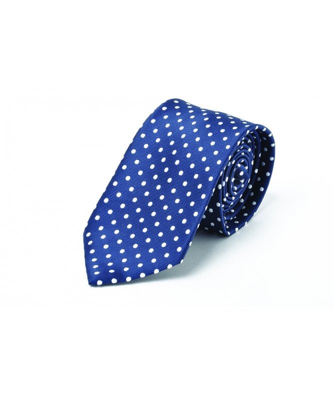 Disley  Navy With White Spot Polyester Standard Tie
