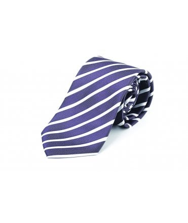 Disley Navy With White Stripe Polyester Standard Tie