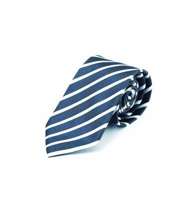 Disley Navy With White Stripe Polyester Standard Tie