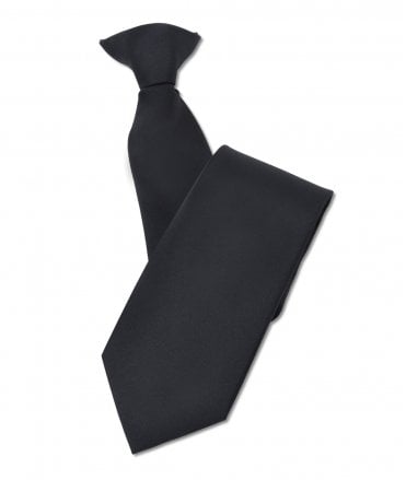 Disley Plain Black Polyester Classic Clip On Tie