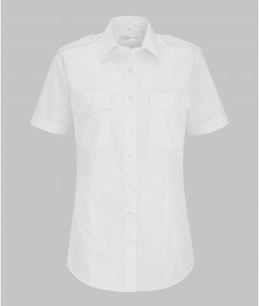 Disley Premium Weight Ladies White Short Sleeve Pilot Shirt