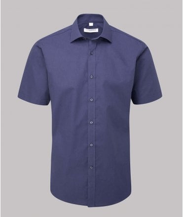 Disley Rathlin Semi Cutaway Collar Short Sleeve Cotton Rich Shirt