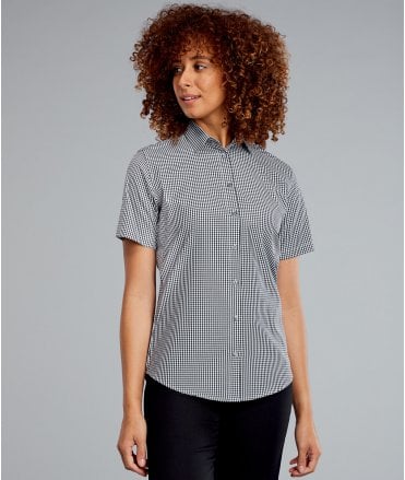 Disley Rosheen Black And White Gingham Short Sleeve Blouse