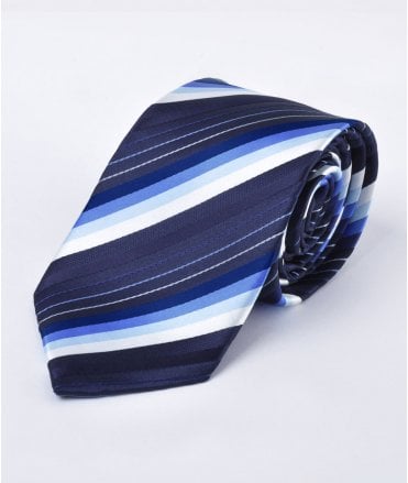 Disley Standard Polyester Tie Blue/White Stripe