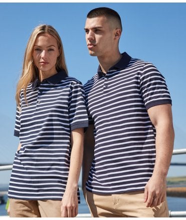 Front Row Striped Jersey Short Sleeve Polo Shirt