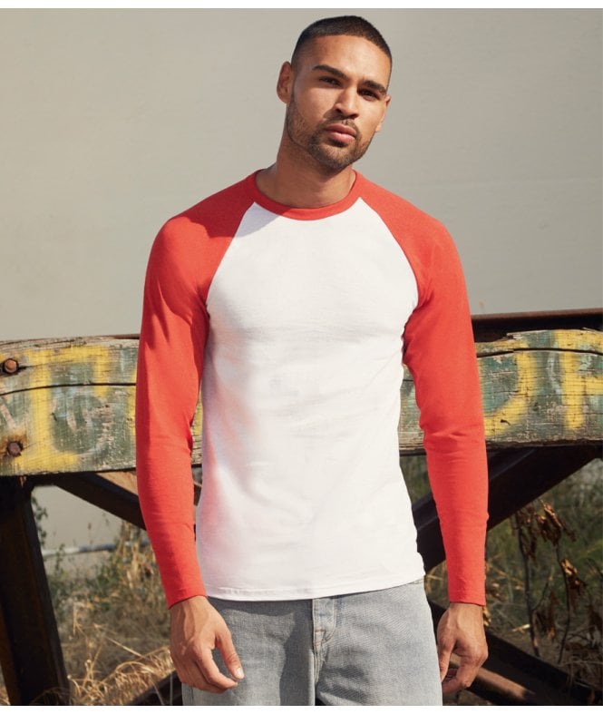 Fruit of the Loom  Contrast Long Sleeve Baseball T-Shirt