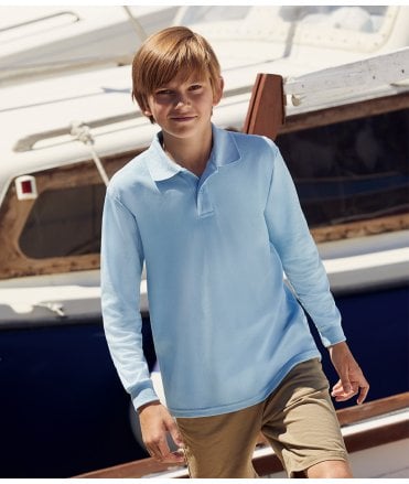 Fruit of the Loom Kids Long Sleeve Poly/Cotton Pique Polo Shirt