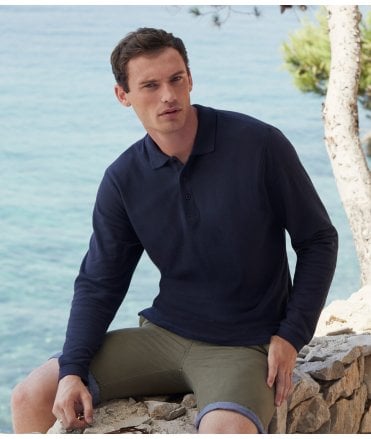 Fruit of the Loom Premium Long Sleeve Cotton Pique Polo Shirt