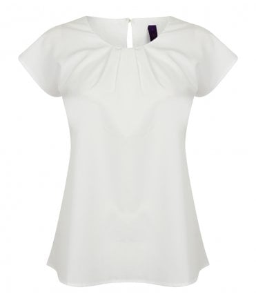 Henbury Ladies Pleat Front Short Sleeve Blouse