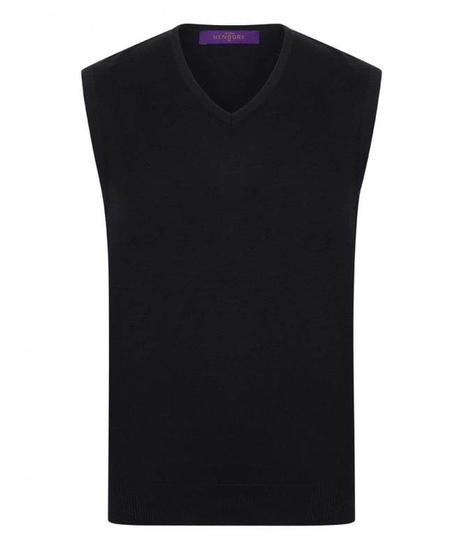 Henbury  Lightweight Sleeveless Cotton Acrylic V Neck Sweater