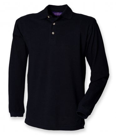 Henbury Long Sleeve Cotton Pique Polo Shirt