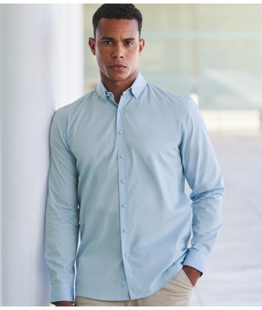 Henbury Long Sleeved Cotton Feel Coolplus® Shirt