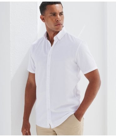 Henbury Short Sleeved Cotton Feel Coolplus® Shirt