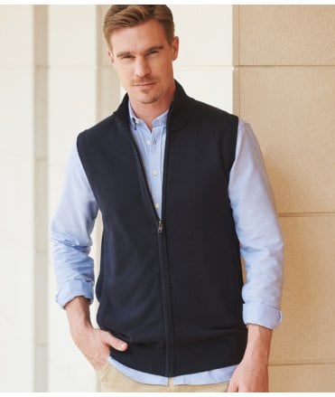 Henbury Sleeveless Zip Through Jumper