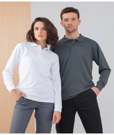 Henbury Unisex Long Sleeve Coolplus Pique Polo Shirt