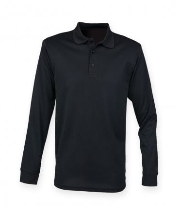 Henbury Unisex Long Sleeve Coolplus Pique Polo Shirt