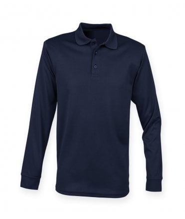 Henbury Unisex Long Sleeve Coolplus Pique Polo Shirt