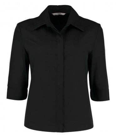 Kustom Kit Ladies 3/4 Sleeve Tailored Continental Shirt