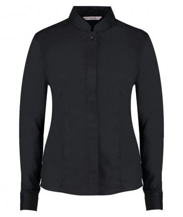 Kustom Kit Ladies Long Sleeve Tailored Mandarin Collar Shirt