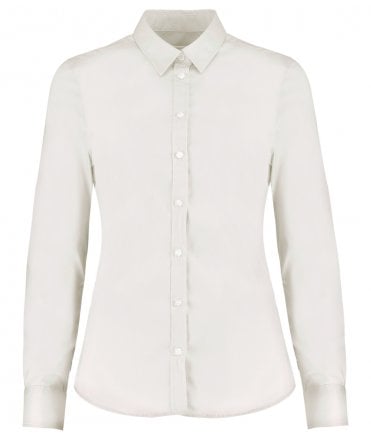 Kustom Kit Ladies Long Sleeve Tailored Stretch Oxford Shirt