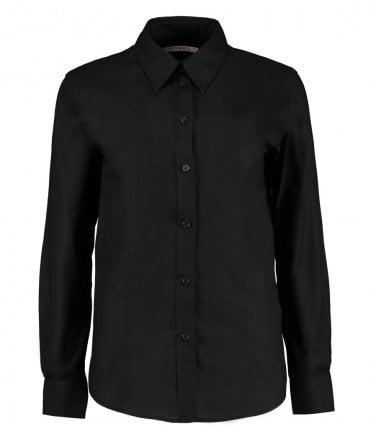 Kustom Kit Ladies Long Sleeve Tailored Workwear Oxford Shirt