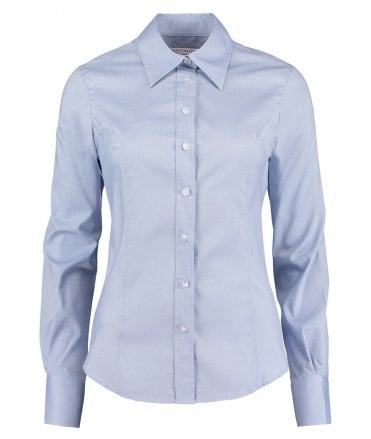 Kustom Kit Ladies Premium Long Sleeve Tailored Oxford Shirt