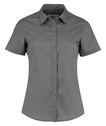 Kustom Kit Ladies Short Sleeve Tailored Poplin Shirt