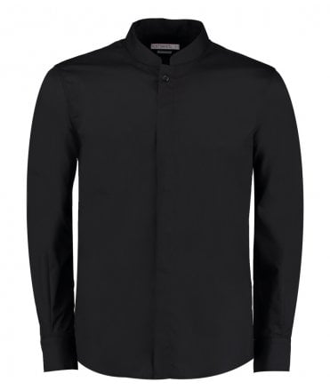 Kustom Kit Long Sleeve Tailored Mandarin Collar Shirt