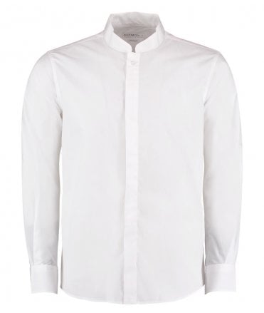 Kustom Kit Long Sleeve Tailored Mandarin Collar Shirt
