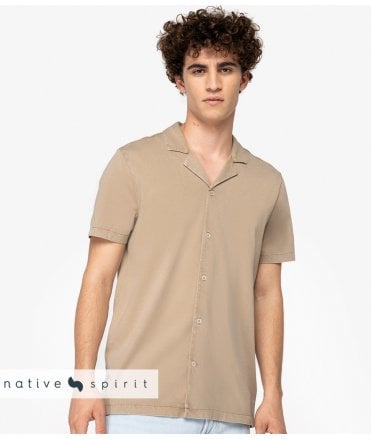 Native Spirit Jersey Short Sleeve Bowling Collar Shirt