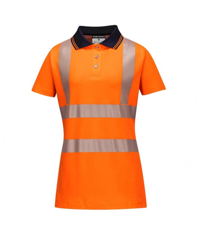 Portwest Hi-Vis Women's Cotton Comfort Pro Polo Shirt Short Sleeve