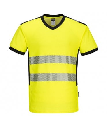 PW3 Hi-Vis V-Neck Mesh Insert T-Shirt  Short Sleeved