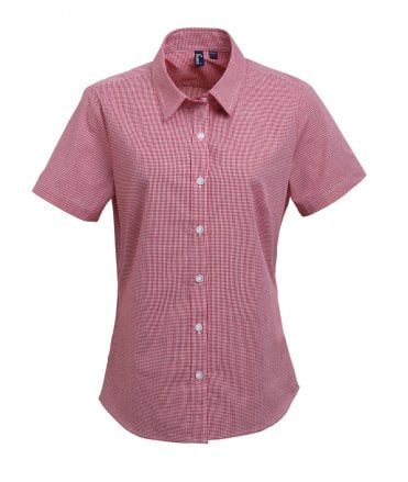 Premier Ladies Gingham Short Sleeve Shirt