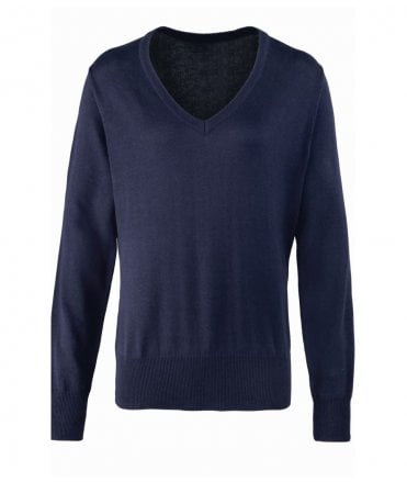 Premier Ladies Knitted Cotton Acrylic V Neck Sweater