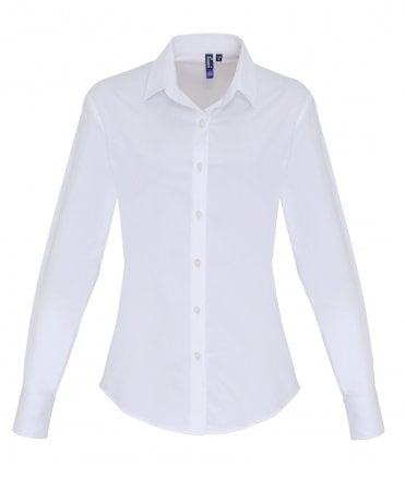 Premier Ladies Long Sleeve Stretch Fit Poplin Shirt