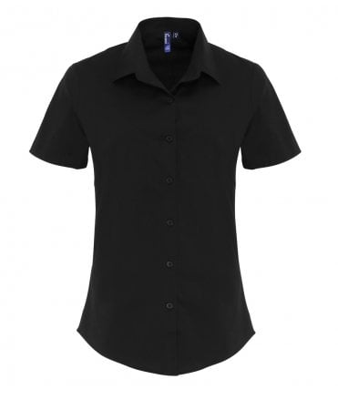 Premier Ladies Short Sleeve Stretch Fit Poplin Shirt