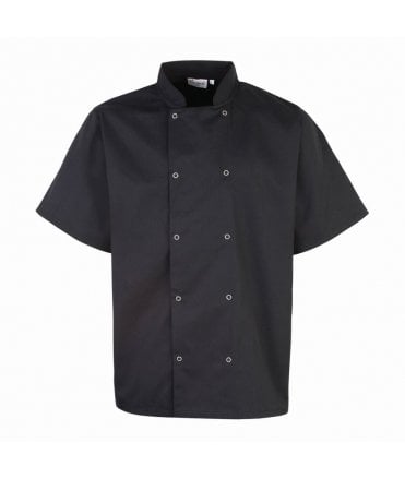 Premier Unisex Short Sleeve Stud Front Chef's Jacket