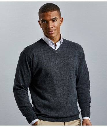 Russell Collection Cotton Acrylic V Neck Sweater