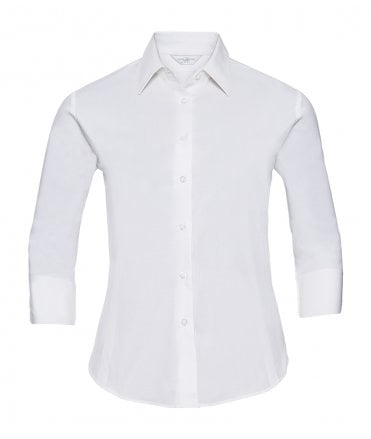 Russell Collection Ladies 3/4 Sleeve Easy Care Fitted Shirt